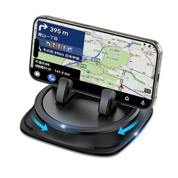 【送料無料】【2025新登場】スマホホルダー 車 置くだけ 車 ホルダー シリコン製 滑り止め 強力な粘着パット 360度回転 車載スマホホルダー 取り付け簡単 防振 脱着簡単 車用 スマホホルダー iPhone16 15 14 13 12 Pro