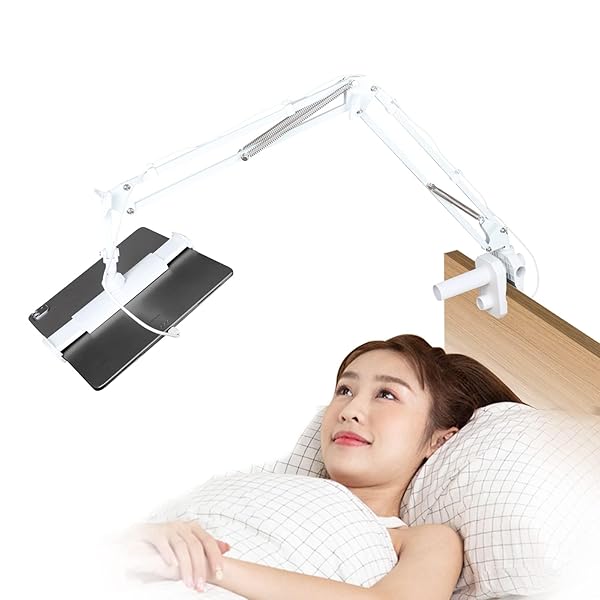 【送料無料】タブレットスタンド 5穴土台＆ケーブル固定具付き iPadスタンド スマホスタンド 折り畳み式 自由角度調整 卓上スタンド 360°回転ホルダー タブレット アーム スタンド 縦横両対応 4-12.9インチ iPad/iPhone/iPa