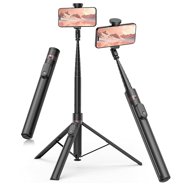 【送料無料】自動展開式三脚 168cm スマホ 三脚 自撮り棒 携帯 三脚 スマホ スタンド じどりぼう セルカ棒 磁気充電式リモコン付き 150cm以上 長い 360°角度調整 安定性 コンパクト ロング iPhone/Androidに対応 (黒)
