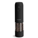 FO:充電式電動ペッパーミル、LEDライト付き、調整可能な粗さ、USB充電、再充填可能な胡椒ミル、ソルトミル(1個、ブラック)