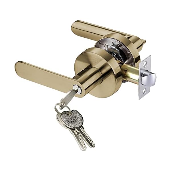 【送料無料】ドアノブ 鍵付き 802ET 円 青銅 レバーハンドル 通路や廊下に適用 下向きの回転で ...