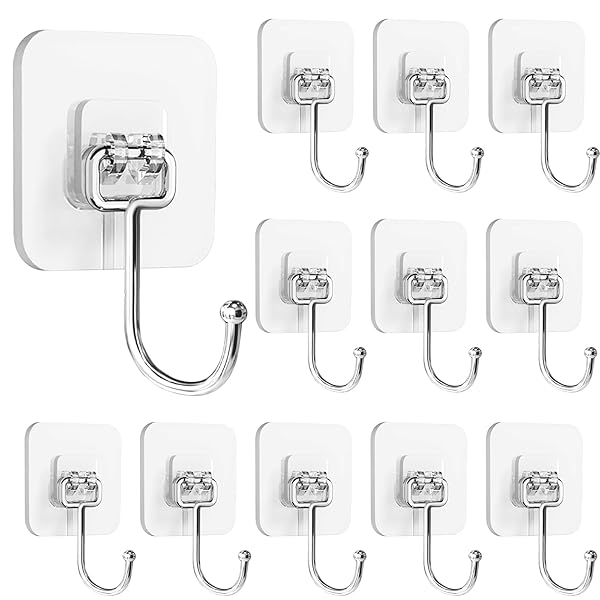 【送料無料】壁掛け フック 粘着 強力 壁穴あけないフック - 大型 壁掛けフック 粘着フック 耐荷重25KG 穴開けない 傷つけない 貼り付け跡なし 防水 防湿 錆びない 12枚セット