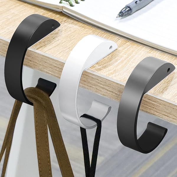 【送料無料】テーブルフック C型 3個セット バッグフック机 机に掛けるフック バッグハンガー 携帯 持ち運びに最適 滑り止め付き 机フック カバン掛け 荷物掛け (3色 ブラック/ホワイト/グレー)
