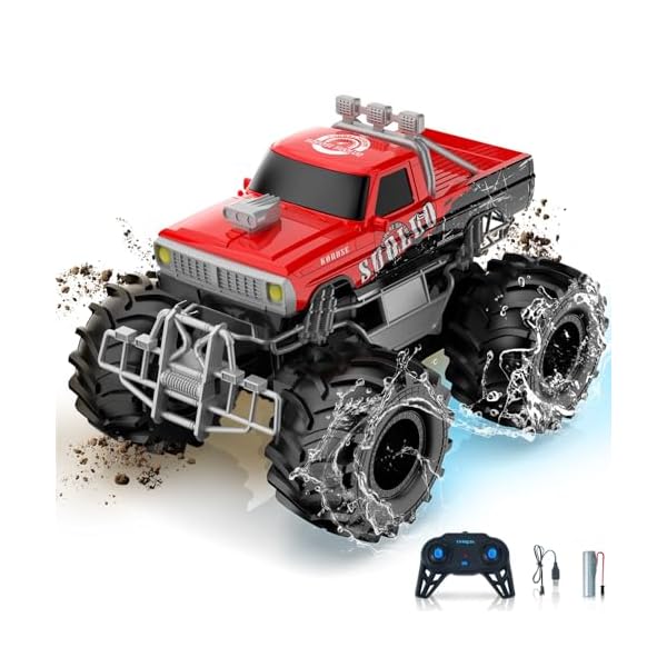 【送料無料】ラジコン 水陸両用 ラジコンカー オフロード こども向け RCカー 車おもちゃ 360度回転 操作時間50分 バッテリ付き 2.4GHz無線 男の子...