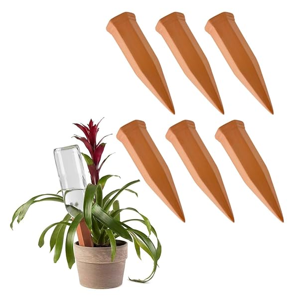 【送料無料】自動水やり 植物 給水器 6個セット 鉢植え 陶器 5?7日給水 観葉植物 園芸用品 ガーデニング 再利用可能 28~30mmのペットボトル口に接続可能