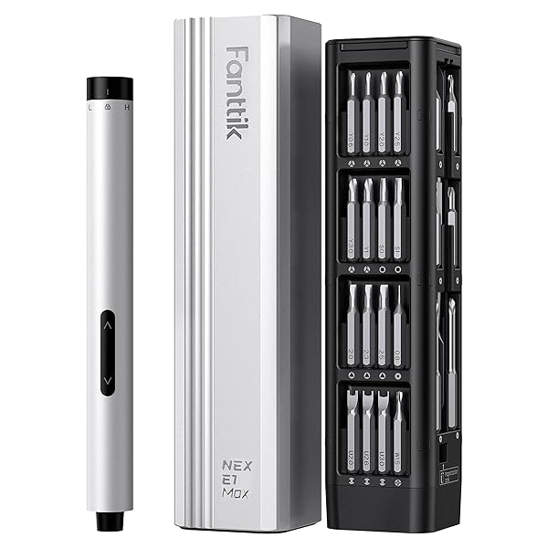 【送料無料】E1 Max 電動精密ドライバー 50in1 精密ドライバーセット 2段トルク 3N.m ペン型 ポップアップ専用ケース USB-C 充電式 5/32インチ 正逆転 LEDライト スマホ メガネ カメラ 時計 DIY 修理道具 シルバー