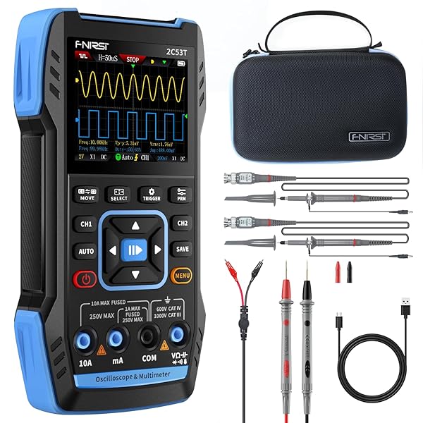 【送料無料】2C53T オシロスコープ 2ch 50Mhz帯域幅 Y-T/ロール/X-Y 250MS/s サンプルレート 3 in1 ハンドヘルドデジタルオシロスコープ 真の実効値マルチメーター 信号発生器 ポータブル 充電式