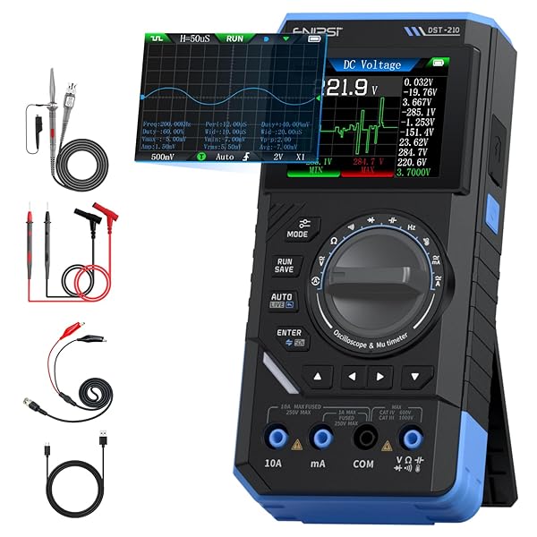 【送料無料】DST-210 3-in-1 オシロスコープ 10MHz帯域幅 48MS/s サンプルレート対応 ハンドヘルド 19999カウント テスター デジタルオシロスコープ＋マルチメーター＋信号発生器 ポータブル 充電式