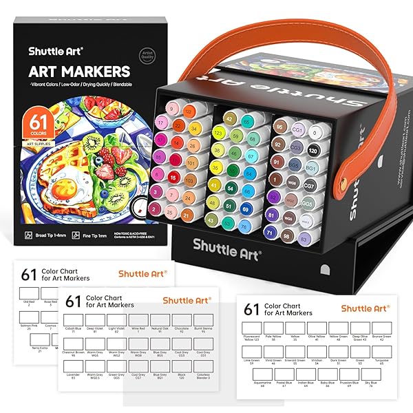 【送料無料】イラストマーカー 60色 初心者セット 太細両端 マーカーペン ブレンダーペン付き 細身 細字 油性 アルコールマーカー コミック用 絵描き スケッ...