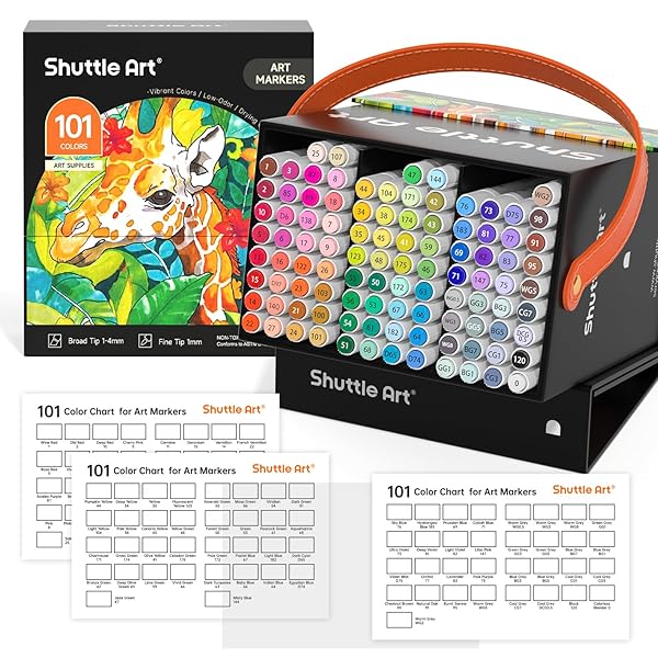 【送料無料】イラストマーカー 100色 マーカーペンセット 油性 ブレンダーペン付き 太細両端 防水速乾 色褪せしにくい キャリングケース付き 手帳 塗り絵 デ...