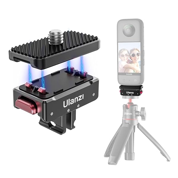 【送料無料】Ulanzi Insta360 x4/x3用 磁気アダプターマウント Insta360 ACE/ACE PRO用 クイックリリースマウント 磁気クイックリリースベース 1/4ネジ付き 1/4ネジ穴 三脚用 折りたたみ式 Gopro用アダプ