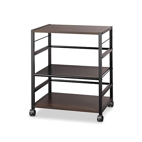 【送料無料】プリンター台 キャスター付き サイドワゴン デスクワゴン プリンターラック デスク下収納 移動便利 幅52 奥行40 高さ63cm デスク下 収納 棚 木製 袖机 スリム オフィスワゴン デスク ワゴン ブラウン