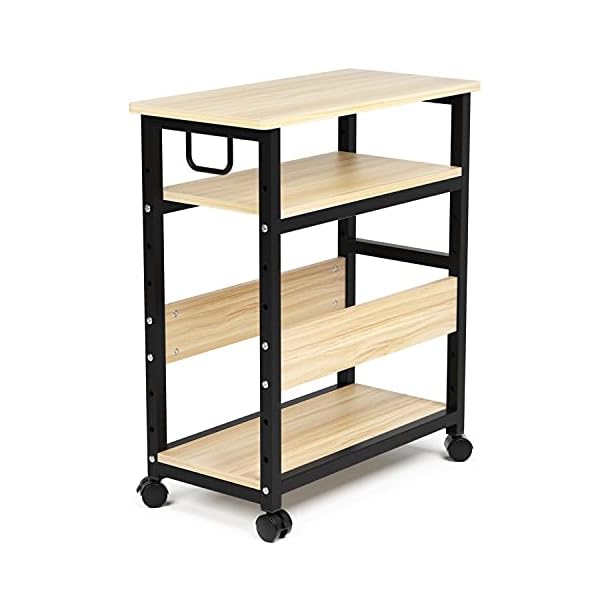 【送料無料】パソコンワゴン pcワゴン cpuワゴン 3段 キャスター付き 取っ手付き 棚板高さ調節可能 幅60 奥行き30 高さ70cm ナチュラル
