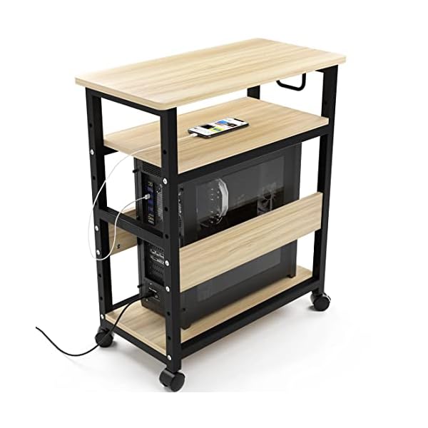【送料無料】パソコンワゴン pcワゴン cpuワゴン キャスター付き デスクワゴン 3段 25mm×25mmのスチール製フレーム 棚板高さ調節可能 パソコン収納 木製 サイドワゴン デスクサイドワゴン 収納ラック 取っ手付き オフィス収納 オフィスワ