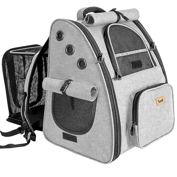 【送料無料】拡張可能な 犬 リュック 猫【新色追加・最新型3in1】 ペットキャリー ロック式ダブルファスナー・カーテン付きの ペットリュック 小型犬 旅行/通院/災害避難用 猫きゃりーバッグ 人気 ハウス型 グレー