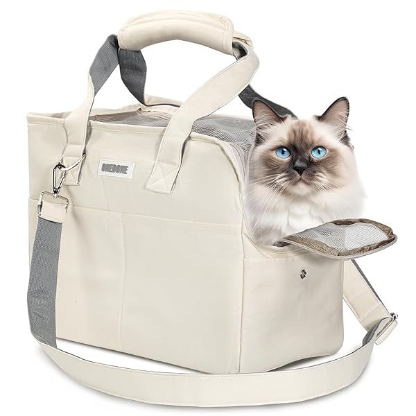 【送料無料】ペット キャリーバッグ マット付き 小型犬 猫用 キャリー ショルダー 手提げキャリーバッグ 通気性 2WAY ペットハウス ケージ 折り畳み お出かけ ドライブ 旅行 通院 防災 避難用 キャリー (オフホワイト)