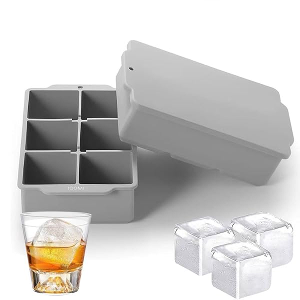【送料無料】シリコン 製氷皿 製氷器 四角氷 シリコン製氷機製氷ケースアイスキューブ 氷トレー ソフト取り出しやすい 蓋付き冷凍保存 耐久性 多用途 DIY 小型製氷機 家庭用 6穴 グレー (2個セット)