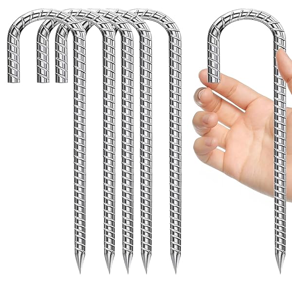 【送料無料】6個 12インチ/30cm 鉄筋グラウンドテントステーク 亜鉛メッキグラウンドアンカー テントペグ グラウンドアンカー グラウンドペグ テント釘 建物アンカー J字型 フェンス テント キャノピー 小屋 ブランコ J字型