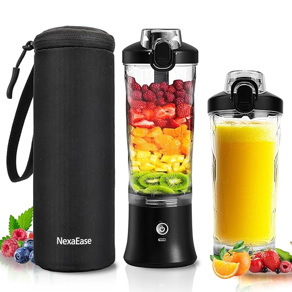 【送料無料】ミキサー ジューサー 小型 一台多役 野菜 果物 ジュース スムージー 離乳食 栄養補充 氷も砕ける USB-C充電式 600ml 大容量 6枚刃 18000回転 保温スリーブ付 トラベルリッド付き 持ち運び便利 軽量 旅行 出張 キッチ