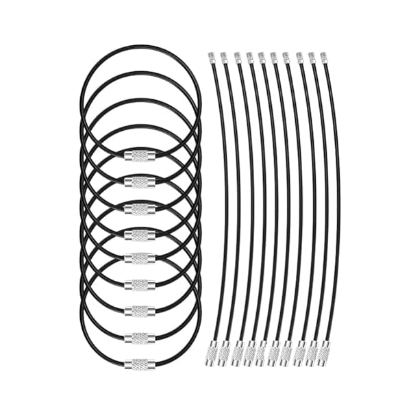 【送料無料】ワイヤーキーホルダー ネジ式 ワイヤーキーリング ナイロン被覆ステンレスキーチェーン ス..