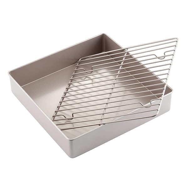 【送料無料】ベーキングパン ケーキ 焼型 グリル付き 深いスクエア 鉄のパン型 粘りにくい ケーキ型（2..