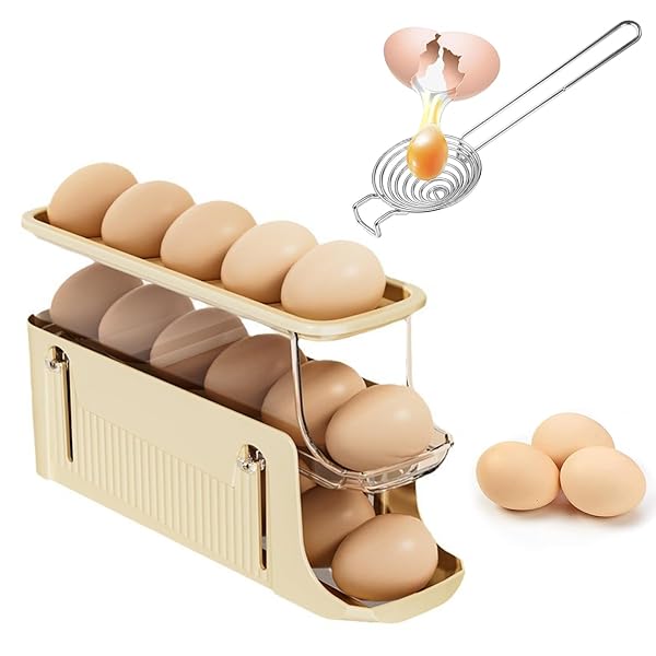 【送料無料】卵ケース 3層 冷蔵庫収納 卵入れ 黄身取り 卵黄 身分け分ける器 白身分離器 エッグホルダ..