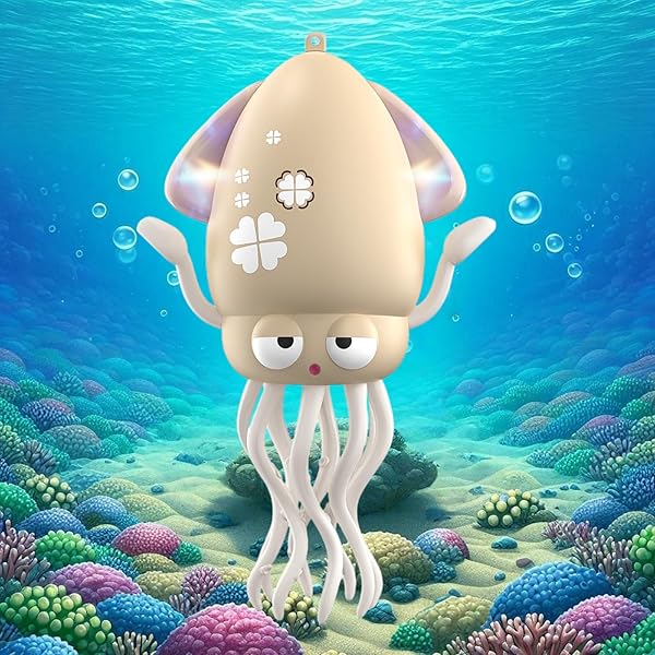 【送料無料】イカ おもちゃ タコオタパス 踊る 赤ちゃん おもちゃ 動く 知育玩具 音楽＆LEDライト付き 自動障害物回避 プレゼント 子供向け 赤ちゃんの注意を引く (ベージュ)