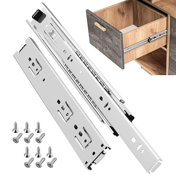 【送料無料】スライドレール 400MM 3段引 取り外し可能 最大耐荷重45KG 幅45MM 引き出 ...