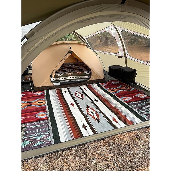 【送料無料】ノマディ,マルチカバーメキシカンラグ ネイティブ柄 オルテガ柄 キャンプラグ,インナーシート,車中泊マット アウトドア,グレイ,160X220cm…