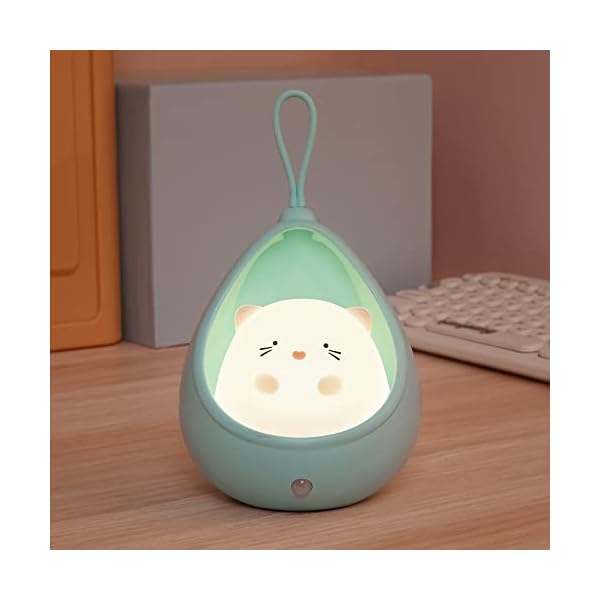 【送料無料】かわいいキティのモーションセンサー夜ライト壁ランプ、再充電可能な、子供の赤ん坊の幼児の十代のギフトのための寝室の装飾 (ブルーキティ)