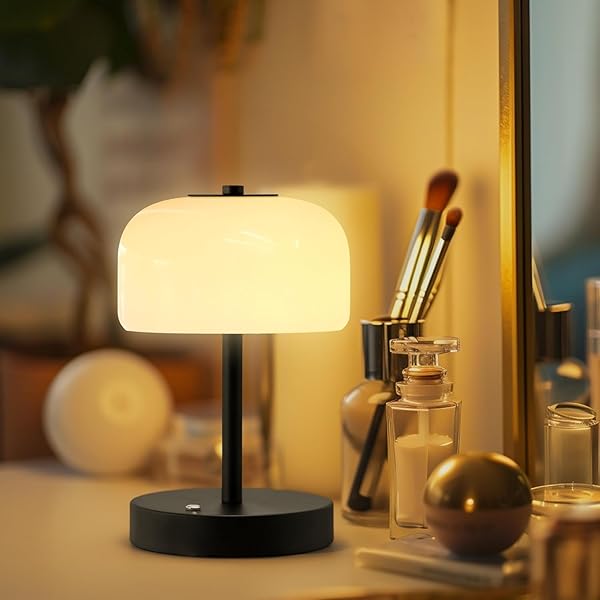 【送料無料】テーブルランプ ガラスシェード コードレス おしゃれ 和風 ベッドサイドランプ 間接照明 3色モード 無段階調光 USB充電式 タッチ操作 デスクライト 寝室 目に優しい インテリア 照明 常夜灯 プレゼント 子供 贈り物 黒