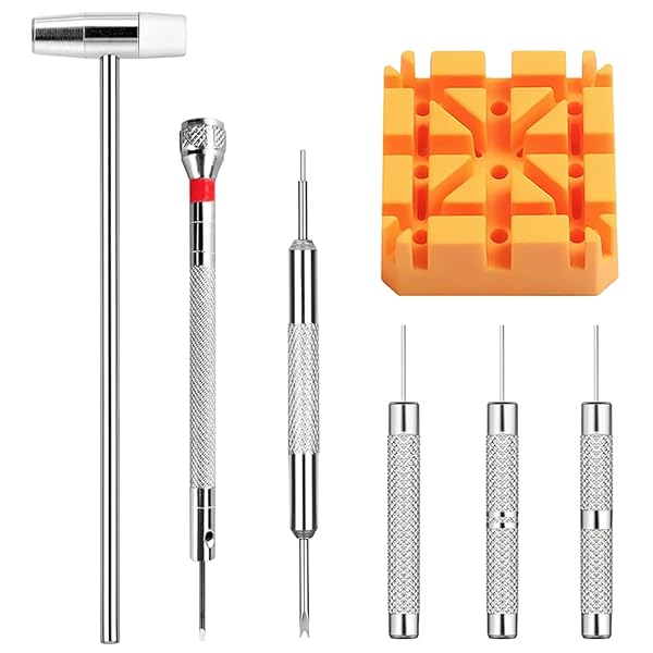 【送料無料】腕時計バンド調整 ベルト 交換/修理 工具 サイズ調整 バネ外し メンテナンス専用 時計用 清掃用品 時計修理ツール 収納便利 (7個セット,B)