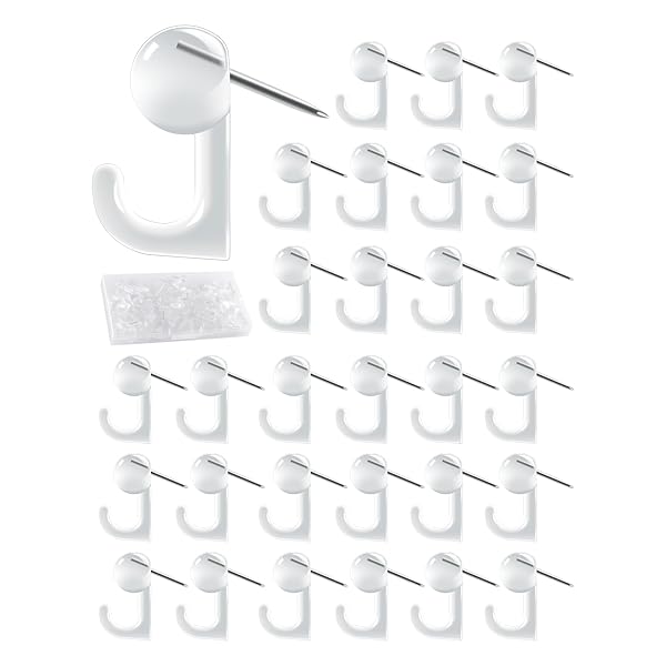 【送料無料】30個入 画鋲 フック おしゃれ ピンフック 目立たない 石膏ボード フック 跡が残らない 釘フック 壁 傷つけない 耐荷重約1kg 透明 プラスチック 額縁/時計/絵画/クリスマス 飾り用/カレンダー/鍵/写真/自宅/オフィス/キッチン