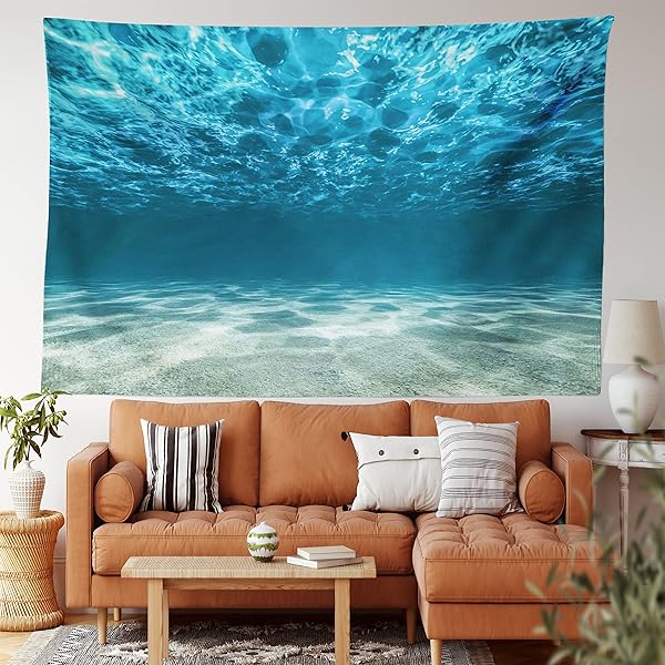 【送料無料】海のタペストリー砂利底波面熱帯海景深淵水中壁掛け家の装飾のための寝室の居間 200cm x150cm