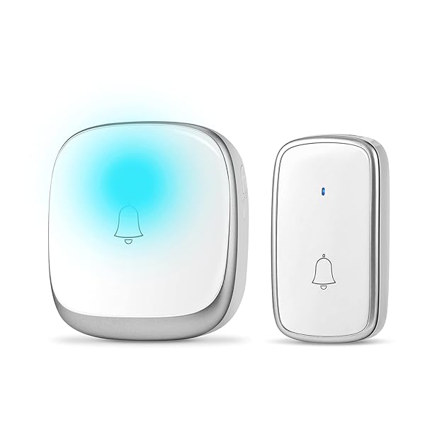 【送料無料】ワイヤレスチャイム 玄関ドアベル 自動発電 音と光で呼び出し 7色提示led 電池不要 防水防塵 4段階音量調節 介護 飲食店/玄関/浴室などに適用 200M無線範囲 送信機1 受信機1