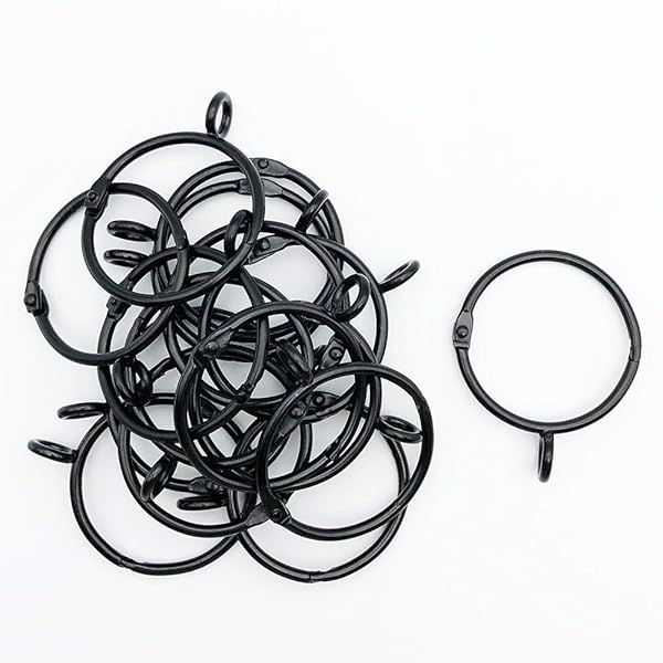 【送料無料】シャワーカーテンリング スライドリング 開口設計 カーテンリングフック 内径38mm 20個入 黒