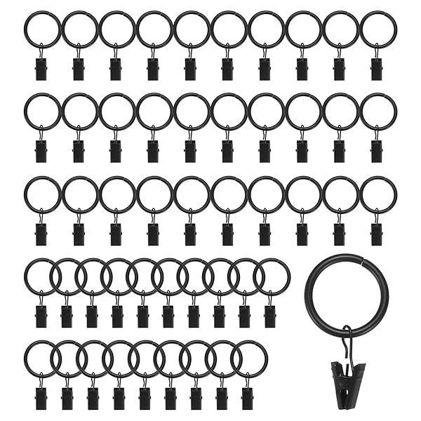 【送料無料】100個入りの黒カーテンリングとクリップ 錆びにくい金属製カーテンフックとクリップ 0.98"の内径カーテンロッドクリップ カーテン/帽子/リボン/タオルを掛けるためのクリップ