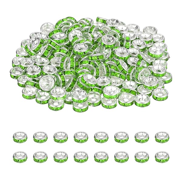 【送料無料】6mm ロンデルスペーサービーズ 200個 クリス タルラインストーン ルーズビーズ スペーサー..