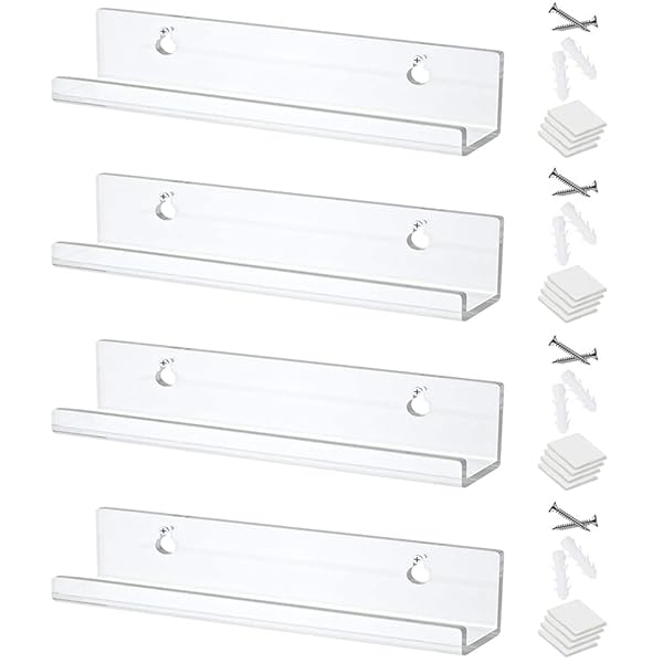 【送料無料】レコードラック レコード棚 レコード 収納 4個セット 透明 簡単取付け 30.5x4.3x4.3CM