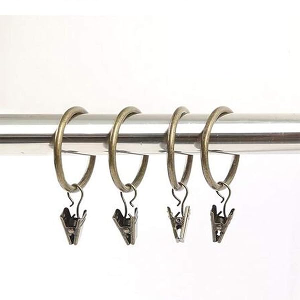 【送料無料】カーテンリング ライナー カーテンクリップ 18個入り 超大内径35mm カーテンフック・リング スライドリング アンティーク風 ブロンズカラー カフェカーテンなどに