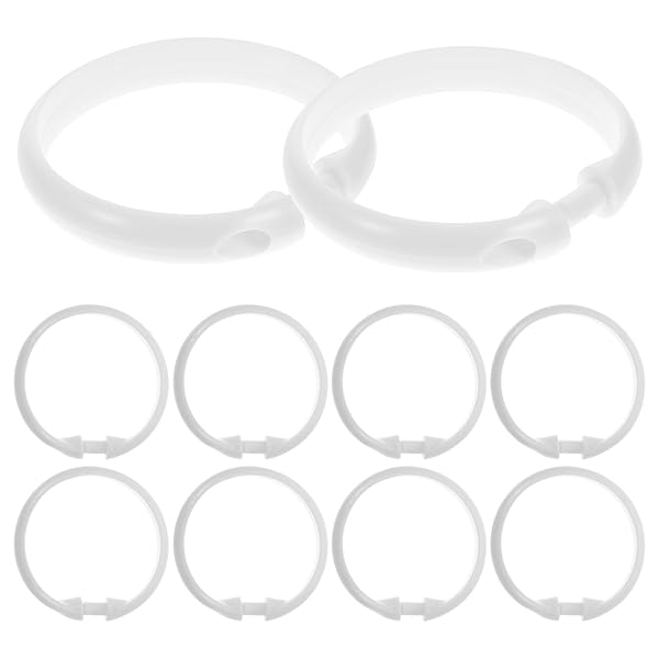 【送料無料】カーテンリング スライドリング O型 カーテン リング フック 突っ張り棒用 直径50mm 開口設計 プラスチック 取付簡単 シャワーカーテンレール(12個入/ホワイト)