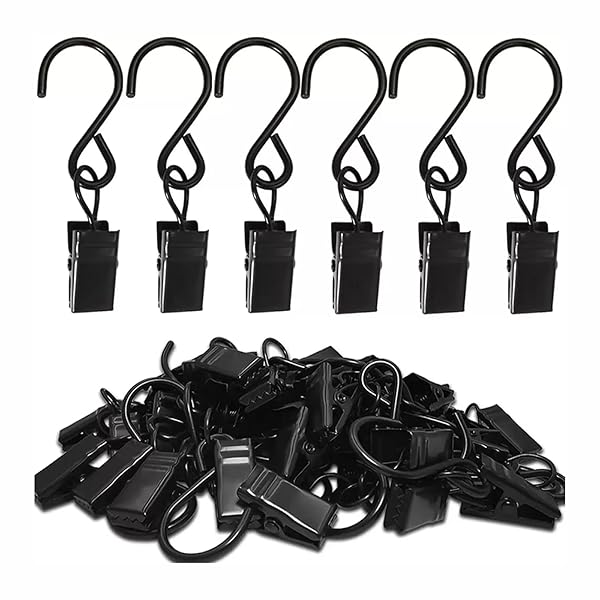 【送料無料】カーテン クリップ 20個セット カーテンフック ステンレス製 お好み生地を挟む (ブラック)