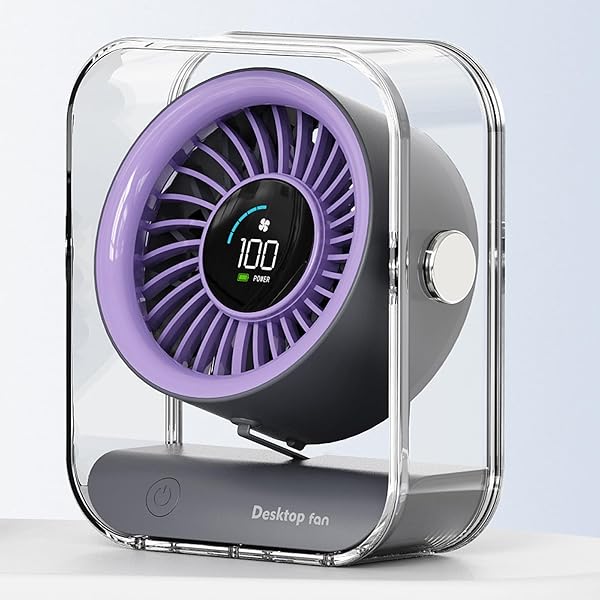 【送料無料】卓上扇風機 充電式 100段階風量 軽量アクリル 静音 3000mAh大容量 7枚羽根 強力送風 液晶画面 コンパクト長時間連続使用 日本語取扱説明書付 オフィス/寝室/キッチン/アウトドア用