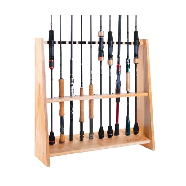 【送料無料】ロッドスタンド 竿スタンド ロッドホルダー 10本立て 組立式 【日本語取扱説明書付き?木製..