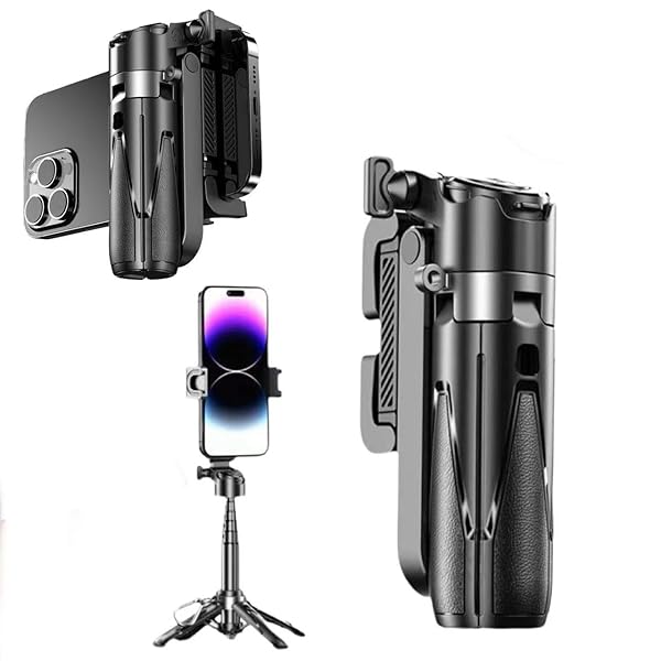 【送料無料】自撮り棒 【新登場・四脚安定】軽量 じどり棒 iphone&android対応 360度回転 無線リモコン付き アルミニウム合金製 セルカ棒 持ち運び便利 旅行/セルフィー/撮影/会議/映画放送(P15（ブラック）)