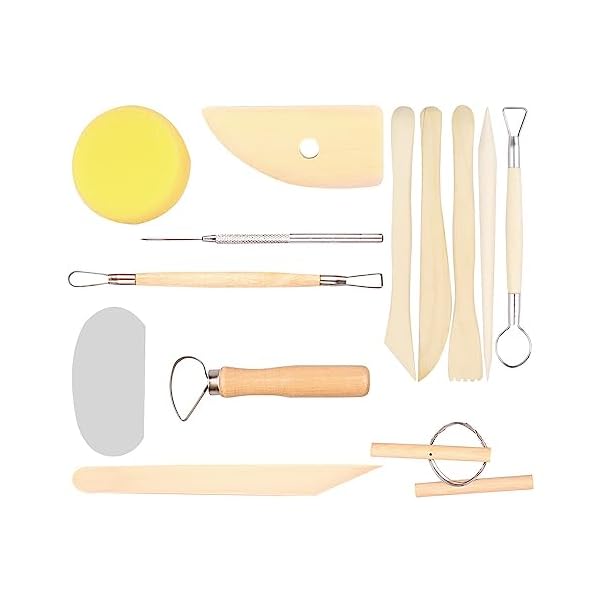 【送料無料】木製 陶芸・粘土ツール 粘土彫刻ツール 陶芸道具13点セット 粘土道具 粘土細工道具 D ...