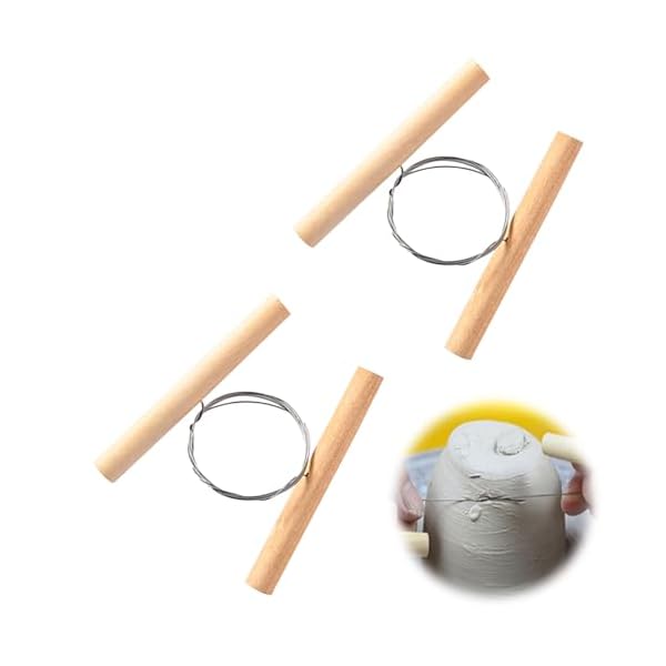 【送料無料】粘土カッター ワイヤー 2個セット 陶器粘土ワイヤー 粘土切断ツール 陶器ワイヤー粘土クラフト 粘土彫刻ツール ワイヤー粘土泥切りツール ポータブルアクセサリー 手芸用カッター 陶器切削工具 Diy用 工芸品