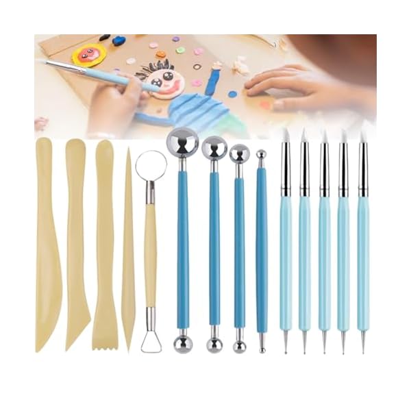 【送料無料】粘土彫刻ツール 細工 14本セット キット 陶芸 粘土細工 彫塑 粘土ヘラ かきベラ 彫 ...