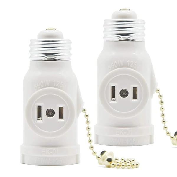 【送料無料】1灯用 2差ソケット プルスイッチ付き E26用ソケット+コンセント2口 取付簡単 E26口金 チェ..