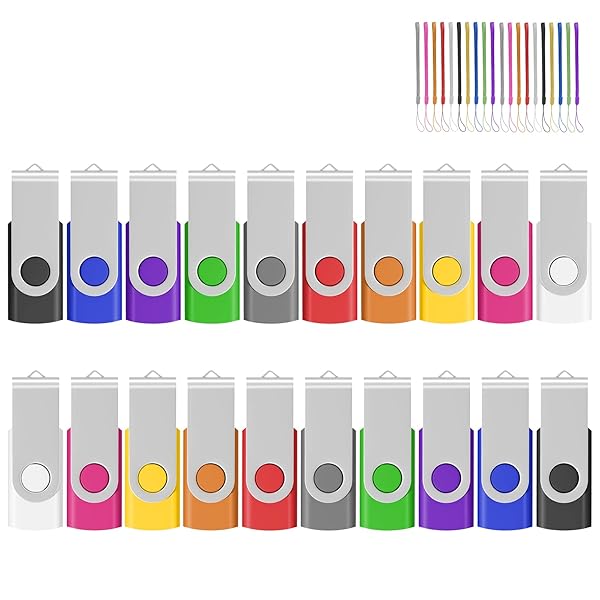 【送料無料】USBメモリ 512MB 20個セット フラッシュメモリー USB2.0 フラッシュドライブ 360° 回転式 10色 (512MB, 20個セット...